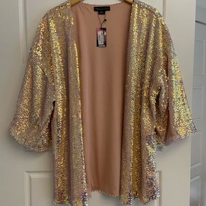 New *without* tags O/S pink sequin cardigan
